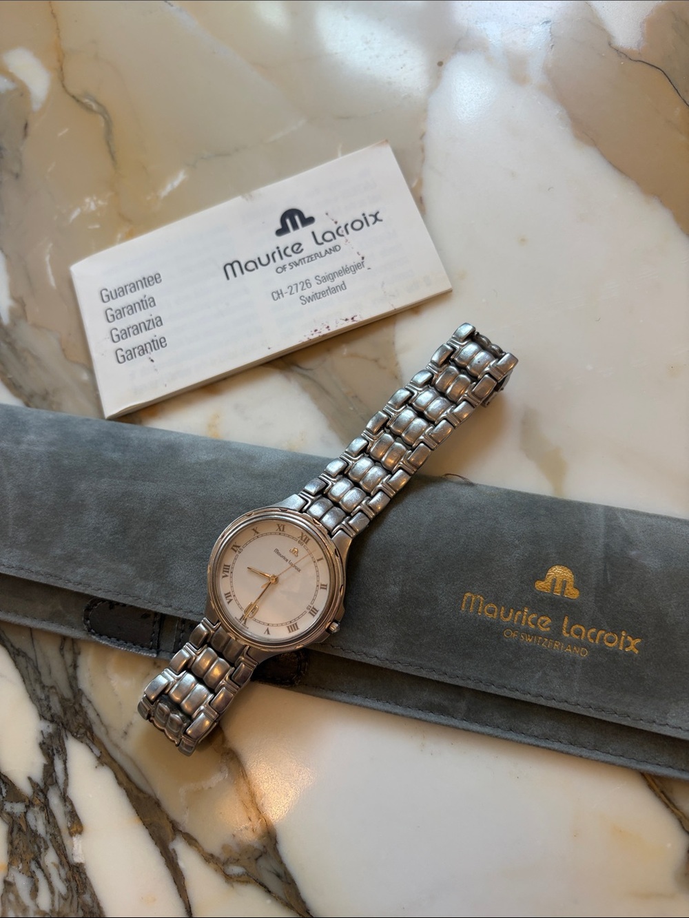 Maurice Lacroix Silver-Tone Men’s Bracelet Watch with White Dial
